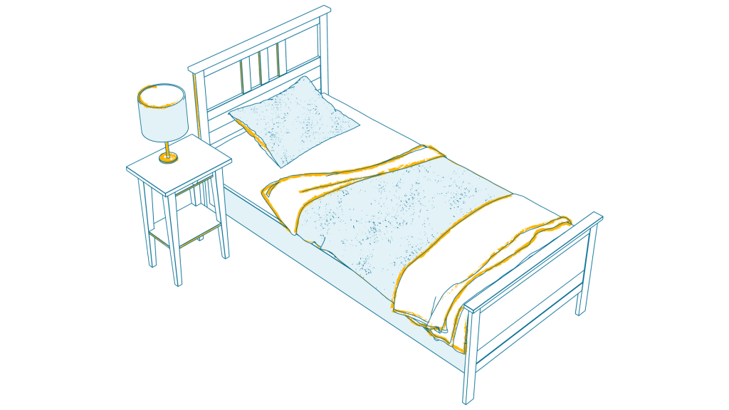 Bed with End Table and Lamp Sketch